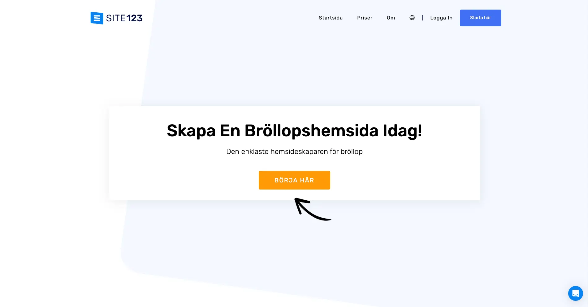 Hemsida för bröllop med Site123